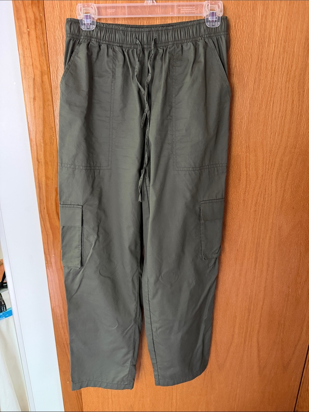 Olive Green Cargo Pants with Elastic Waist